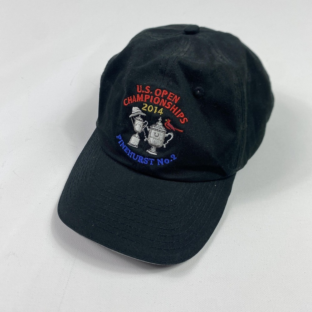 US‎ Open Championships 2014 Hat Cap Strap Back Mens Black USGA Golf Pinehurst